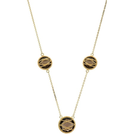 5th & Main 18kt Gold over Sterling Silver Hand-Wrapped Triple Round Smokey Quartz Stone Necklace