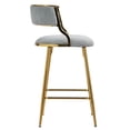 thumbnail image 3 of FFZ 26 inch Corduroy Upholstered Counter Height Bar Stools Golden Chromed Base Set Of 2 Grey, 3 of 9