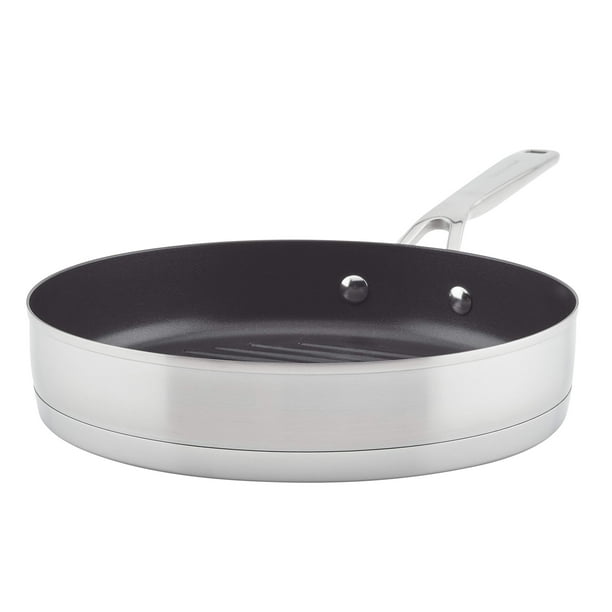 Sarten/plancha KitchenAid con base de 3 capas de acero inoxidable, 26 cm