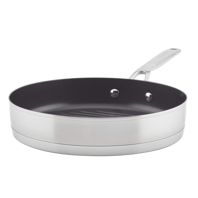 Sarten/plancha KitchenAid con base de 3 capas de acero inoxidable, 26 cm