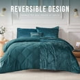 thumbnail image 3 of Regency Heights King/Cal King Size Comforter Sets, Velvet Bedding Comforter Set for All Seasons, Teal Bedding Set with Decor Pillow, 4-Piece, 3 of 9