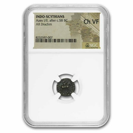 Indo Scythian AR Drachm Azes I/II (c.58 BC) CH VF NGC
