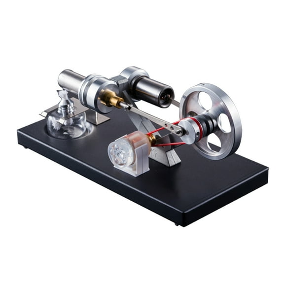 Hot Air Stirling Engine Motor Model DIY Kit with 4pcs Led Lights Electricity Generator Physics