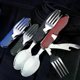 thumbnail image 4 of Stainless Steel 4-in-1 Portable Camping Cutlery Set with Foldable Knife Fork Spoon and Bottle Opener for Travel Dinnerware, 4 of 5