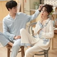 thumbnail image 1 of Pijamas de pareja Pijamas de primavera y otoño Pijamas de mujer de manga larga Ropa de hogar fresca para hombre y mujer, 1 of 5
