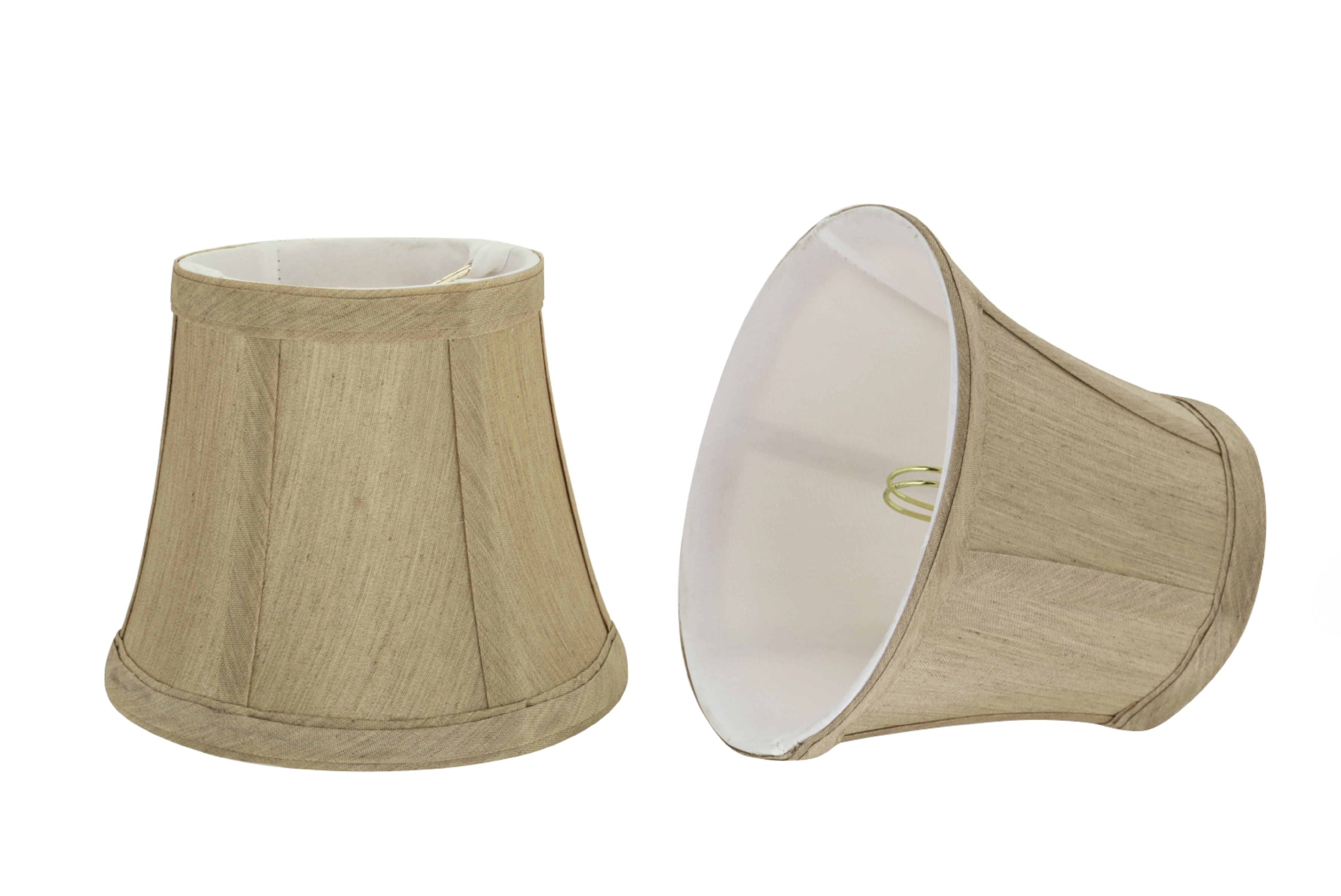 Beige Faux Silk Bell Chandelier Lamp Shade Set, 6" Width
