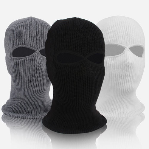 3 Hole Ski Mask Balaclava Black Knit Hat Face Shield Beanie Cap Snow Winter Warm 