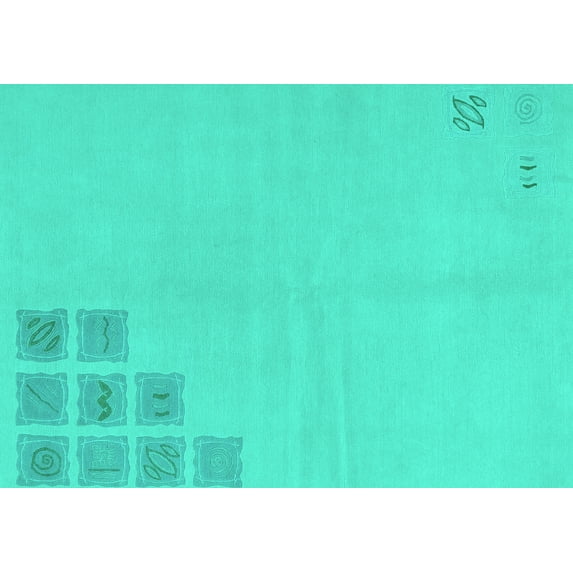 Ahgly Company Machine Washable Indoor Rectangle Abstract Turquoise Blue Modern Area Rugs, 6' x 9'