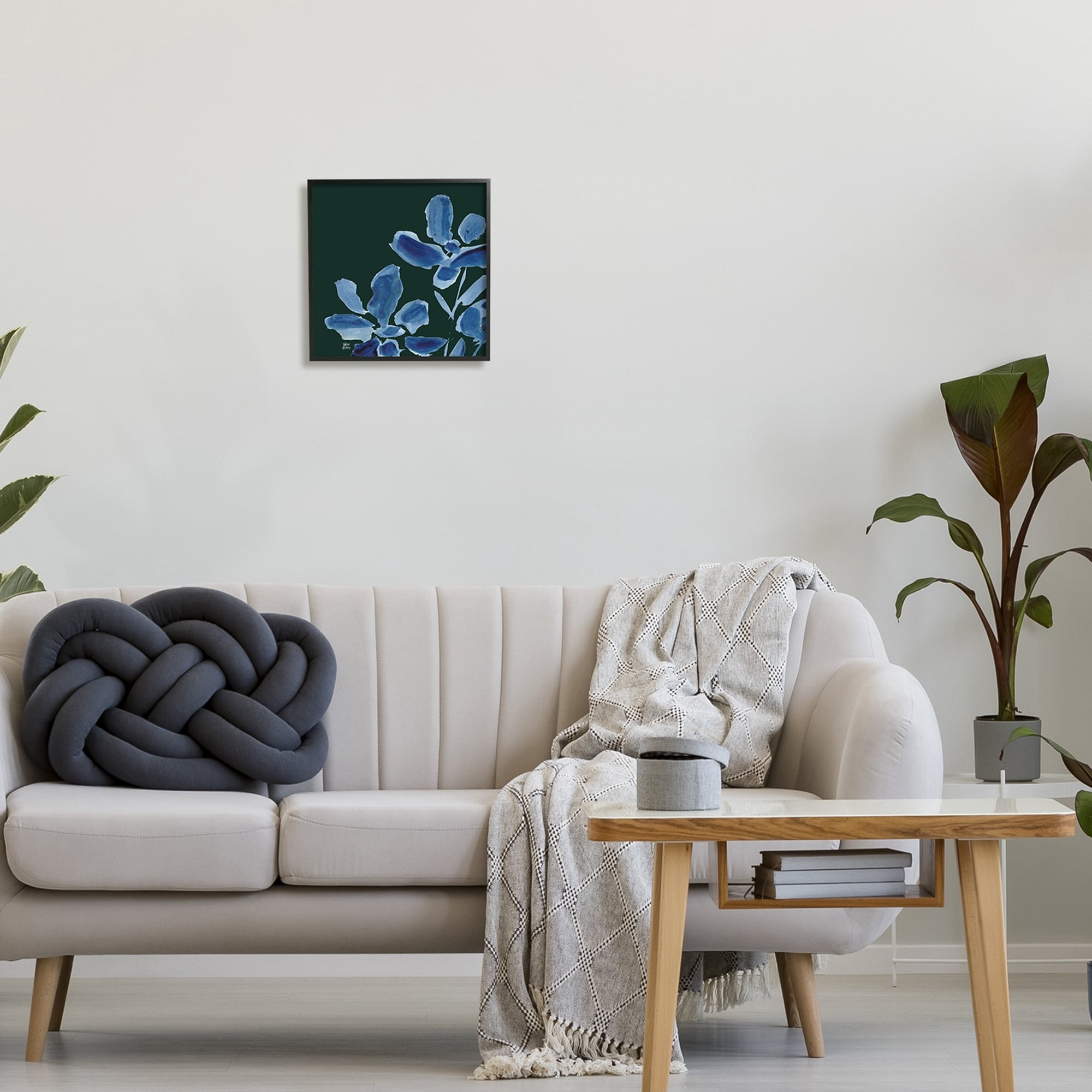 Stupell Industries Modern Blue Flower Petals Casual Botanical Brushstrokes Graphic Art White Framed Art Print Wall Art, Design by Valerie Wieners
