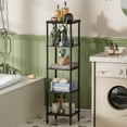 thumbnail image 3 of Bamboo Bathroom Shelf, 5-Tier Bathroom Standing Shelves, Multifunctional Storage Rack for Living Room Bedroom Kitchen, Space Saver, Brown, 3 of 8