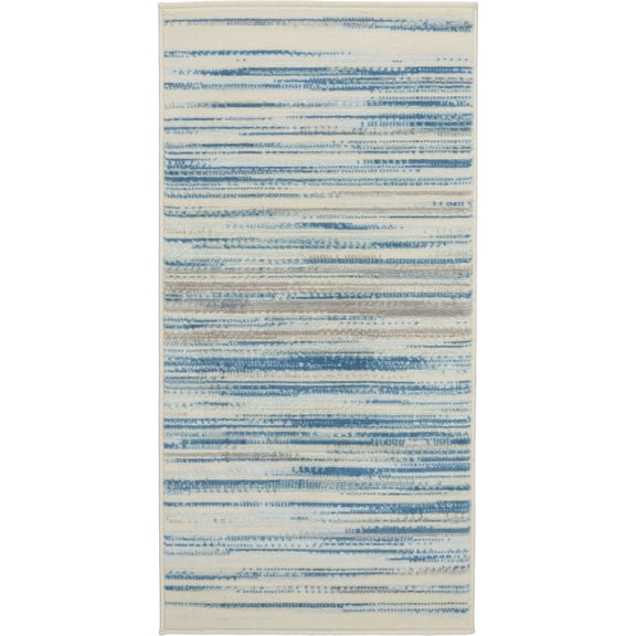 Nourison Jubilant Abstract Striped Blue 2' x 4' Area Rug, (2' x 4')
