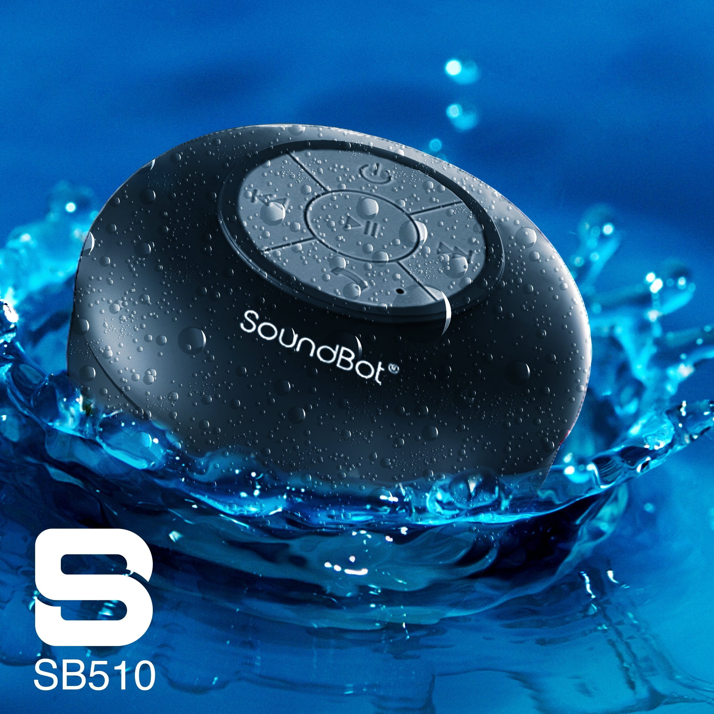 Black SoundBot SB516/SB517 Bluetooth Wireless Waterproof Speaker with Built-in Mic 