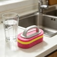thumbnail image 7 of Solivara Handled All Purpose Bathtub Scrubber Kitchen Toilet Cleaner Shower Sponge Scrubbing Brush For Tiles Range Hoods And Pool Steps Plastic(Red,5.51*3.54in), 7 of 7