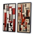thumbnail image 3 of Designart "Urban Groove Garden Abstract Geometrics X" Modern Geometric Framed Wall Art Set Of 2 - Modern Red Framed Wall Art Set Of 2, 3 of 6
