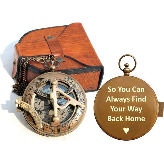Brass Navigation Sundial Compass, Antique Brass