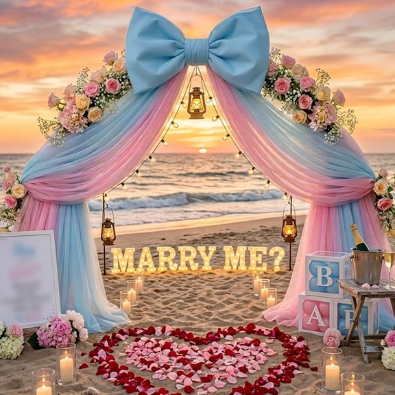 Large Bow Decoration 59 Inches Length Giant Tulle Bow with Reinforced Support for Wedding Party Backdrop Room Wall Decor