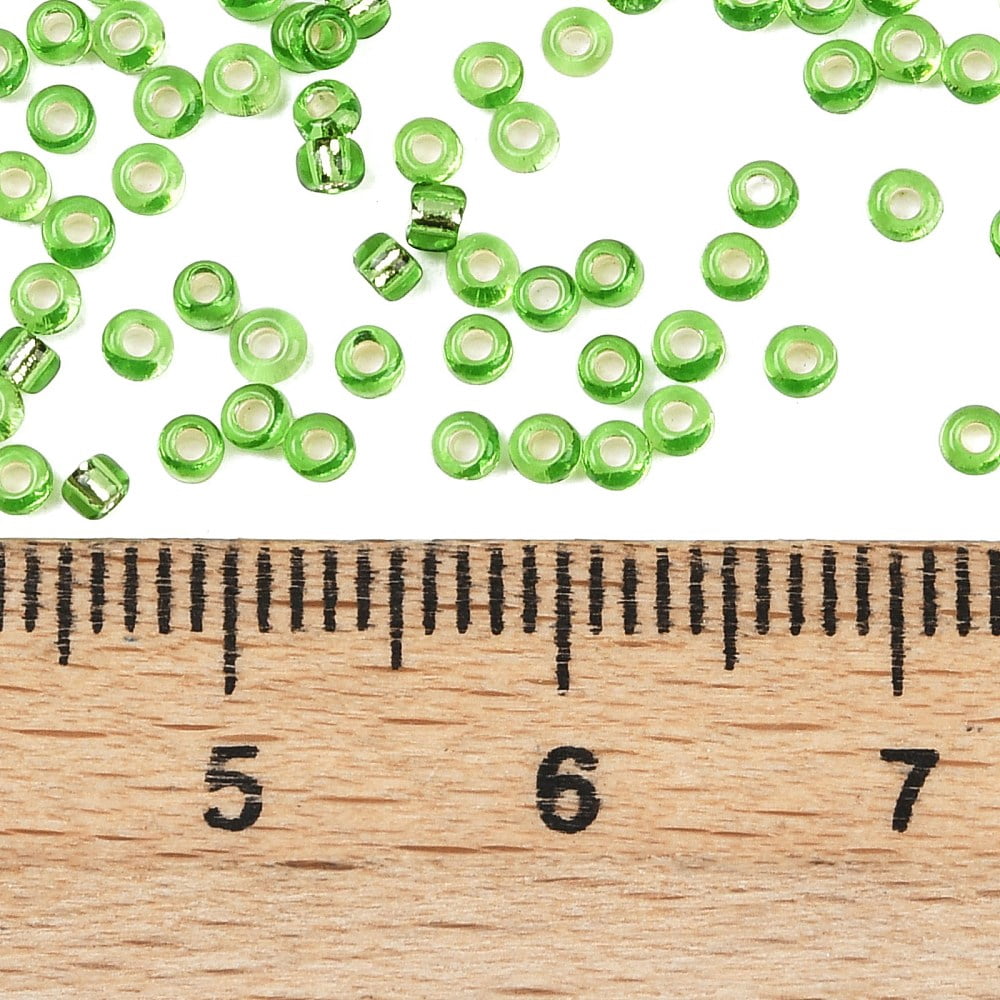 12/0 Grade A Round Glass Seed Beads Silver Lined Lime Green 12/0 2x1.5mm Hole: 0.3mm 30000pcs/bag