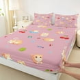thumbnail image 3 of Feelyou Cartoon Cat Kitten Twin Sheet Sets for Teen, Kawaii Animal Twin Fitted Sheet, Cute Red Cherry Flat Sheet, Luxury Bedroom Decor, 3-Piece, 3 of 7