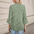 thumbnail image 5 of Women's Long Sleeve T-shirt 3/4 Length Sleeve Womens Tops V Neck Spring Shirts 2025 Petal Bell Sleeve Plus Size Boho Ethnic Style Tee Shirts,Green Women's Long sleeve T-shirt S, 5 of 6