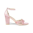 thumbnail image 3 of BLISSFUL STEP Women's Shoes Chunky Heel Ankle Strap Open Toe Glitter Sandals Pink 7.5, 3 of 6