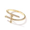 thumbnail image 1 of Stackable Oval Opening Bangle Bracelet in Gold and Titanium Stainless Steel Pave Cubic Zirconia Imitation Diamond, 1 of 5