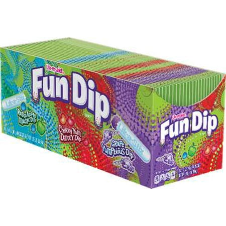 Fun Dip Grape Yumptious Dip, Razz Apple Magic Dip & Cherry Yum Diddly Dip Sour Candy Variety Pack, 1.4oz (Box of (Best Sour Candy In The World)