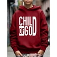 thumbnail image 3 of CHILD OF GOD Print Long Sleeve Casual Hoodie For 5-14T Big Boy's Comfy Loose Pullover Sweatshirt For Spring Fall Outdoor, 3 of 8