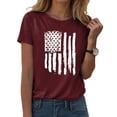 thumbnail image 2 of USA Shirt for Women 4th of July Shirts American Flag T-Shirt Patriotic Tee Top,Wine, 2 of 5