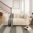 thumbnail image 6 of PamapicLife Double Seater Teddy Fabric Foam Filled Bean Bag Chair for Living Room, White, 6 of 8