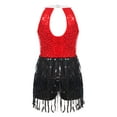 thumbnail image 4 of HULIJA Girls Sequins Tassel Ballet Jazz Latin Dance Dress for Children Hip Hop Chacha Tap Rumba Red 8, 4 of 7