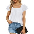 thumbnail image 1 of Blusa de manga corta con volantes, blusa de manga corta con encaje para mujer, blusa plisada de manga corta, blusa de manga corta con encaje, instalación sin esfuerzo, 1 of 2