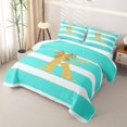 thumbnail image 3 of Erosebridal Bow K Letter Quilt Full for Boys Girls, Fashion Stripes Line Full Bedspread Sets, 3 Pieces, 3 of 7