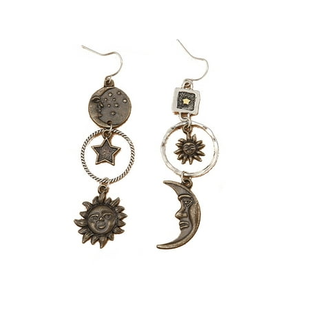 

1Pair Pentagram for Sun Moon Earrings Statement Temperament Earrings Women s Handmade Lightweight Pendants Fashion Jewel