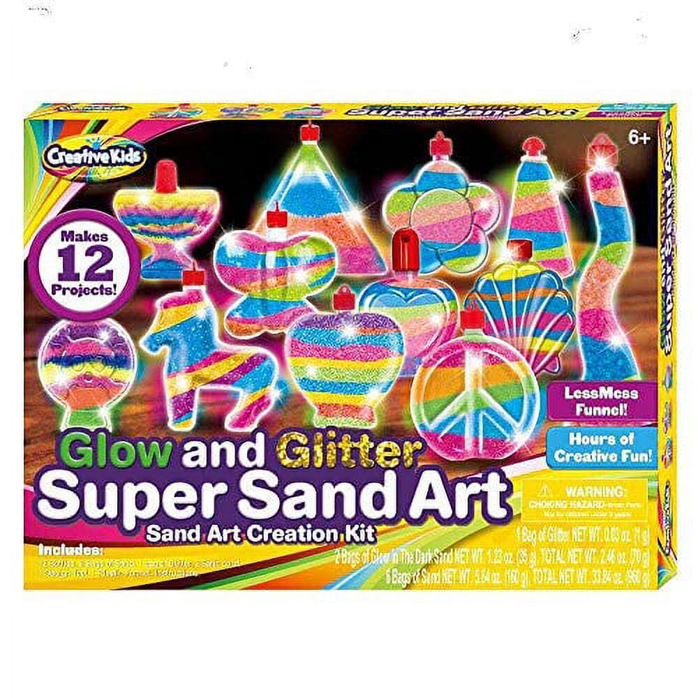 Creative Kids DIY Super Sand Art and Crafts Activity Kit for Kids – 10 x  Sand Art Bottles, 9 x Vibrant Colored Sand Bags & 1 x Glitter Bag – STEM
