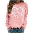 thumbnail image 2 of Fartey Valentine's Day Sweatshirt for Women Trendy Heart Print Crewneck Pullover Shirts Casual Loose Long Sleeve Tops Fashion Spring Fall Drop Shoulder Sweatshirts 2025Pink, 2 of 4
