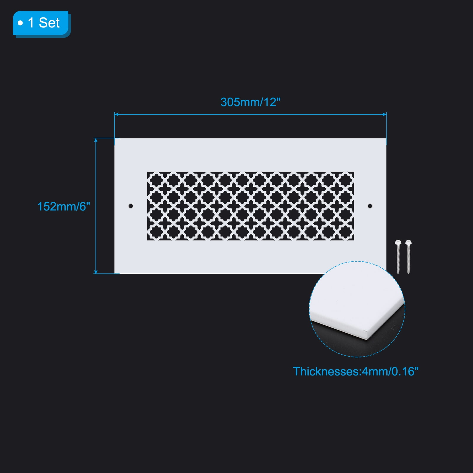 Uxcell Air Vent Cover Grille for 9.5"x3.5" Duct Opening, Acrylic Glass Wall Ceiling Hole Cover