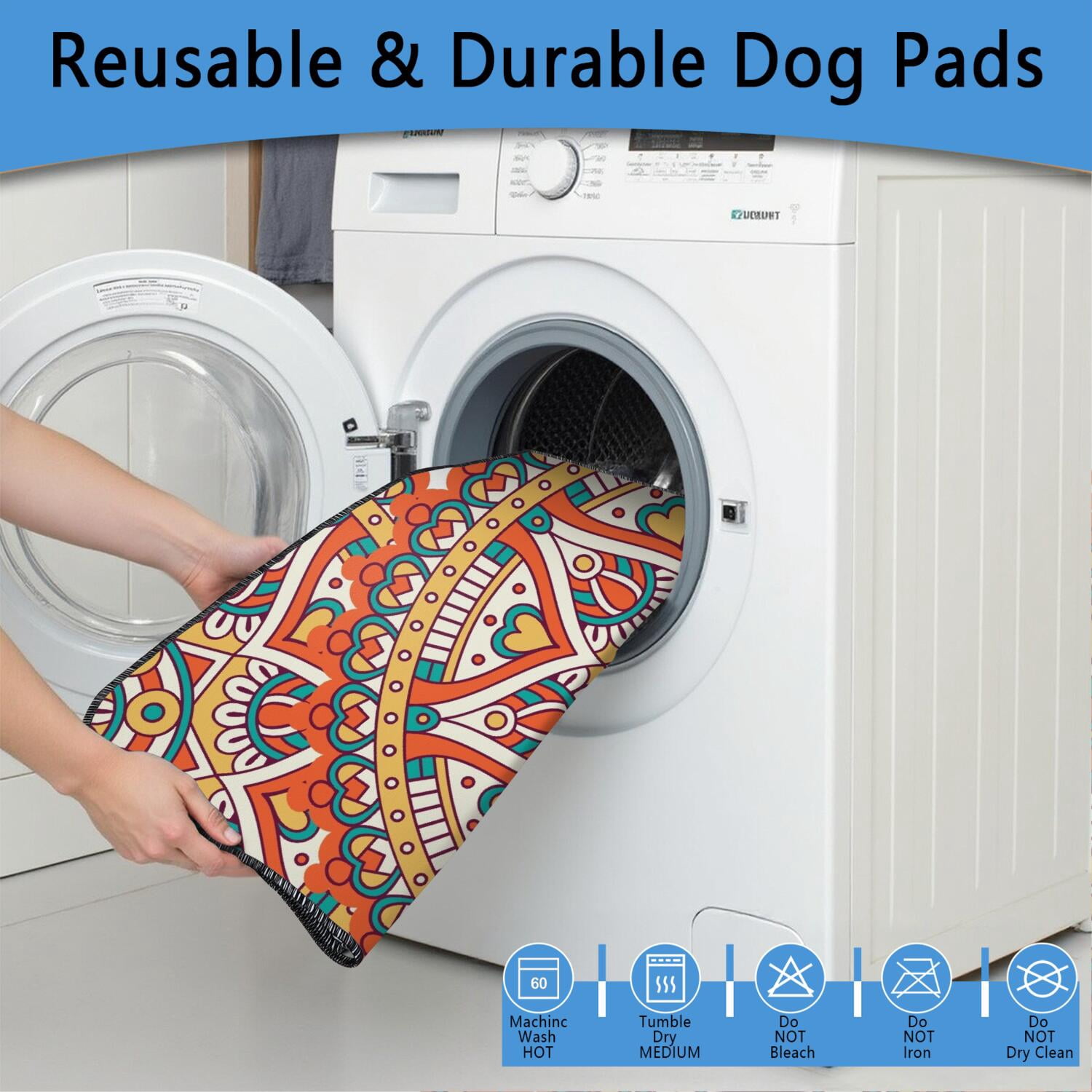 Reusable Washable Dog Pee Pads, 48" x48" in Mandala, Advanced Leak-Proof Design, Non-Slip Underside for Confident Use on Any Hard Floor.