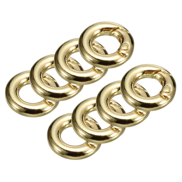 Unique Bargains Round Spring O Rings, 8Pcs 0.51 Inch OD Trigger Buckle Snap Clips for Bags, Purses, Keyrings, Light Golden