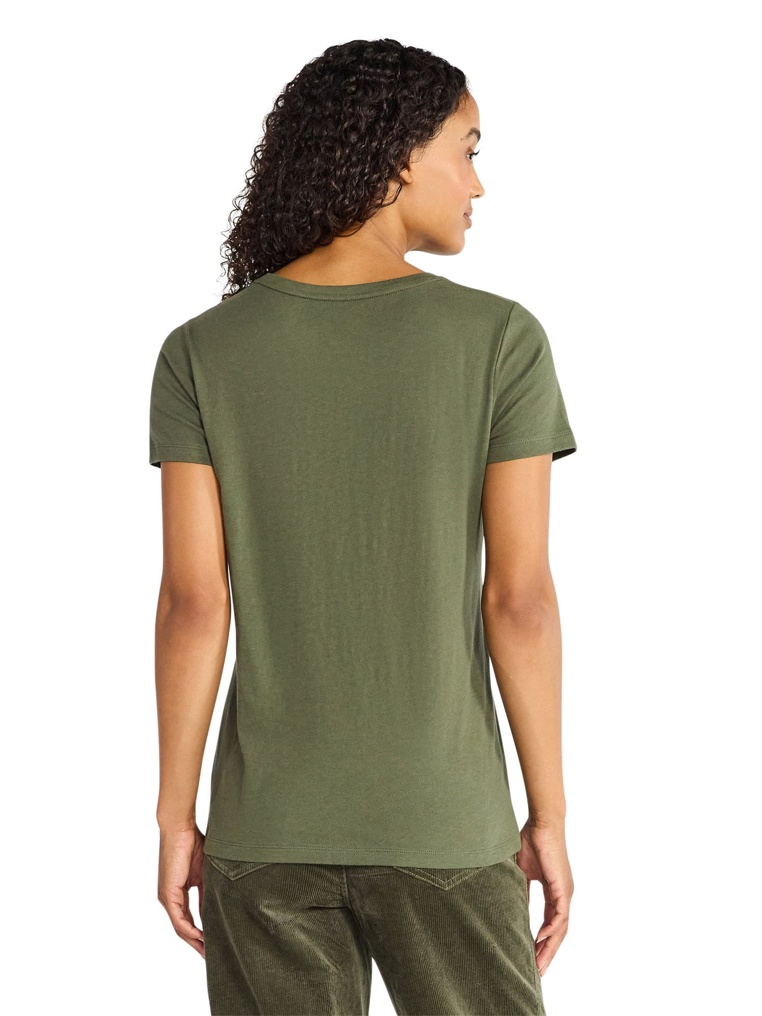 Time and Tru Women's 100% Cotton Crewneck Tee with Short Sleeves, Sizes XS-XXXL