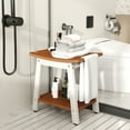 thumbnail image 2 of Gymax Shower Bench Seat HIPS Shower Stool w/Handle Shower Head & Soap Holder Brown & White, 2 of 10