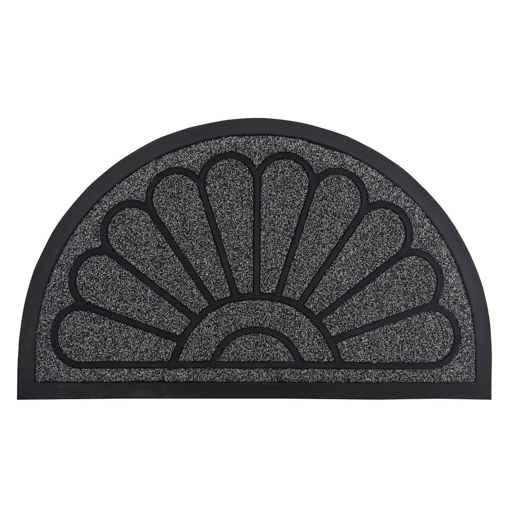 Superio Grey Half Round Coir and Rubber Doormat Indoor and Outdoor