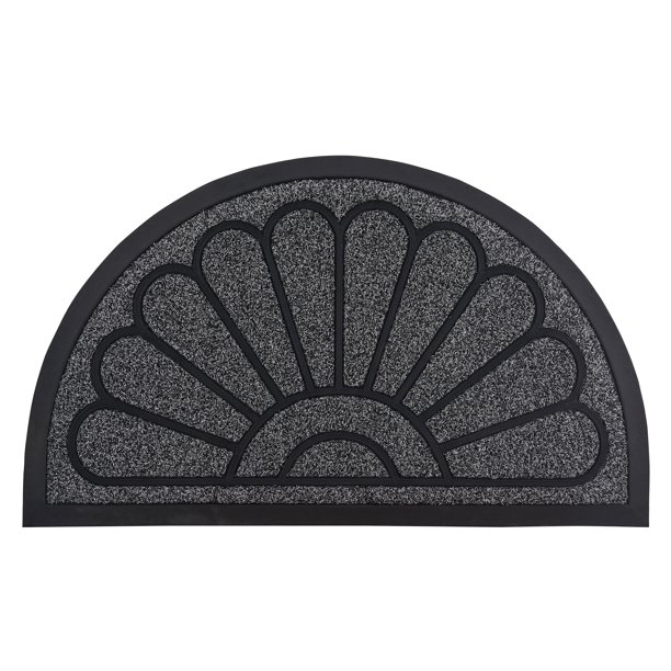 Superio Grey Half Round Coir and Rubber Doormat Indoor and Outdoor
