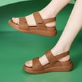 thumbnail image 3 of Womens Sandals Comfortable Footbed Arch Support Walking Shoes 2026 Summer Trendy Slingback Platform Flat Shoes Brown Size 8, 3 of 7