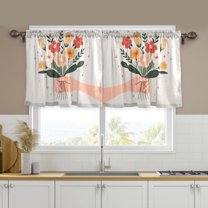 Yayeee Kitchen Curtains Set of 2 Light Filtering 57"x24" Over Sink Window Panels, Yellow Cute Flower
