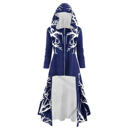 

QIPOPIQ Dresses for Women Deals Women Loose Halloween Tops Sweater Large Size Coat Retro Dress Hooded Elasticity