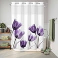 thumbnail image 6 of No Hook Shower Curtain, Purple Tulip Floral Shower Curtains for Bathroom with See Through Top Window, Pastel Country White Wildflower Waterproof & Washable Bath Curtain Extra Long 72"x84", 6 of 9