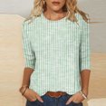 thumbnail image 2 of FAIWAD Womens 3/4 Sleeve Tunic Tops Round Neck Striped Print Comfy Loose Casual Pullover Tops, 2 of 4
