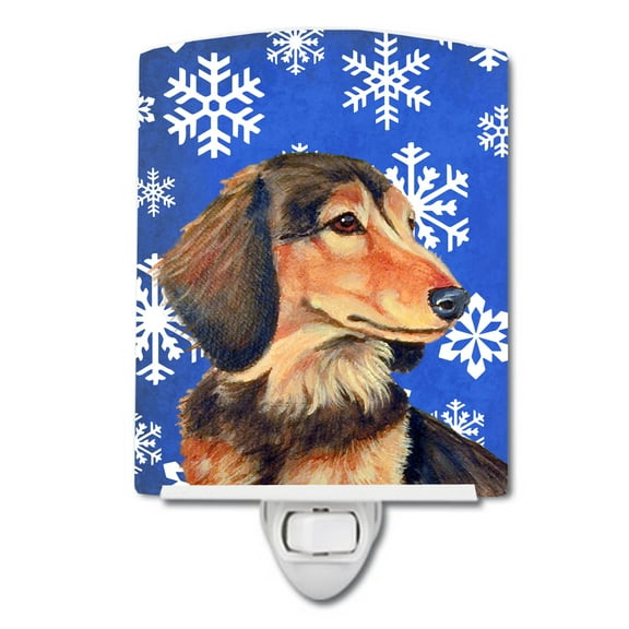 Caroline's Treasures LH9301CNL Dachshund Winter Snowflakes Holiday Ceramic Night Light, 6x4x3", multicolor