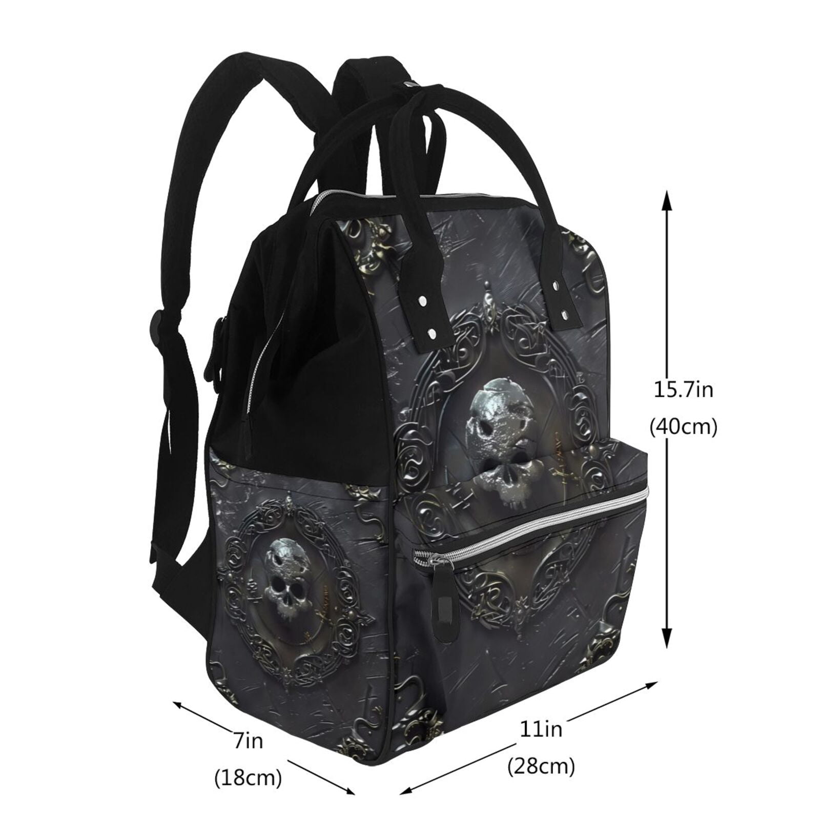 Hirioo Ornate Dark Skull Book for Mummy Diaper Bag Backpack Diaper Bag Backpack for Moms and Dads Unisex Shoulder Bags Travel Hiking Outdoor Pack