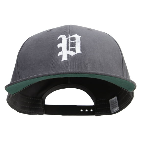 Old English P Embroidered Brushed Cotton Twill High Profile Extra Size Cap - Charcoal XL-3XL
